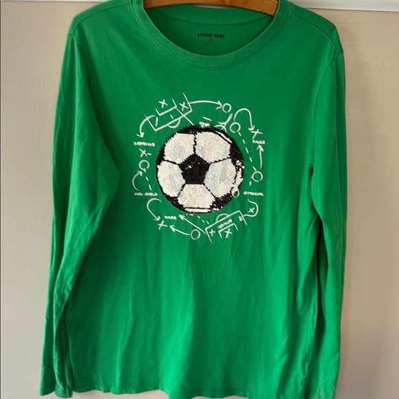 Lands' End Tops - Lands' End Green Soccer Graphic Long Sleeves Shirt